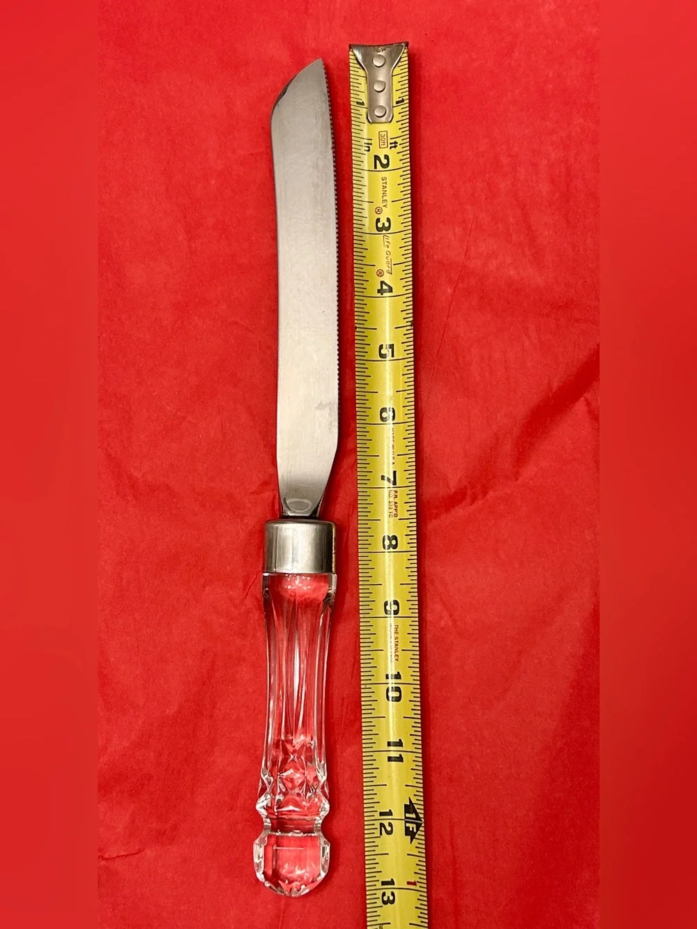 Waterford Crystal Cake Knife Server Cut Crystal Handle Stainless 13” Ireland